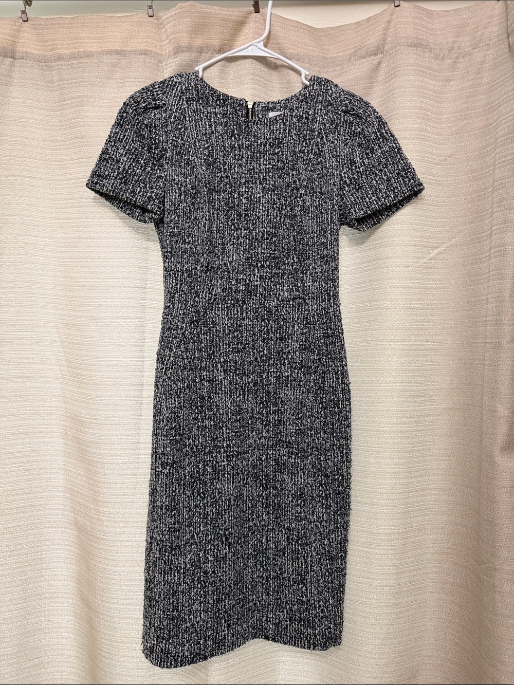 Calvin Klein Black & White Marled Midi Knit Dress